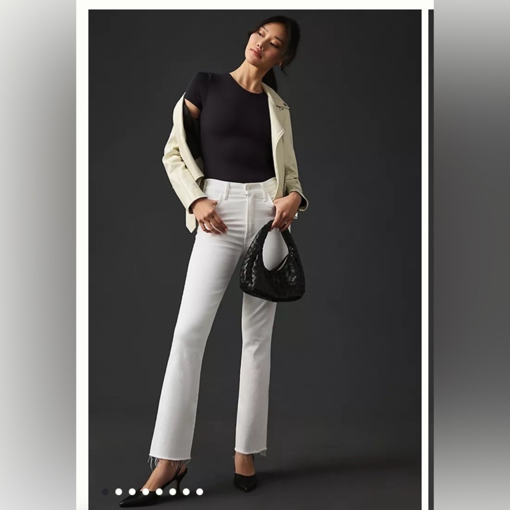 Size 33 MOTHER The Hustler High-Rise Ankle Fray corduroy white Jeans - Picture 2 of 10